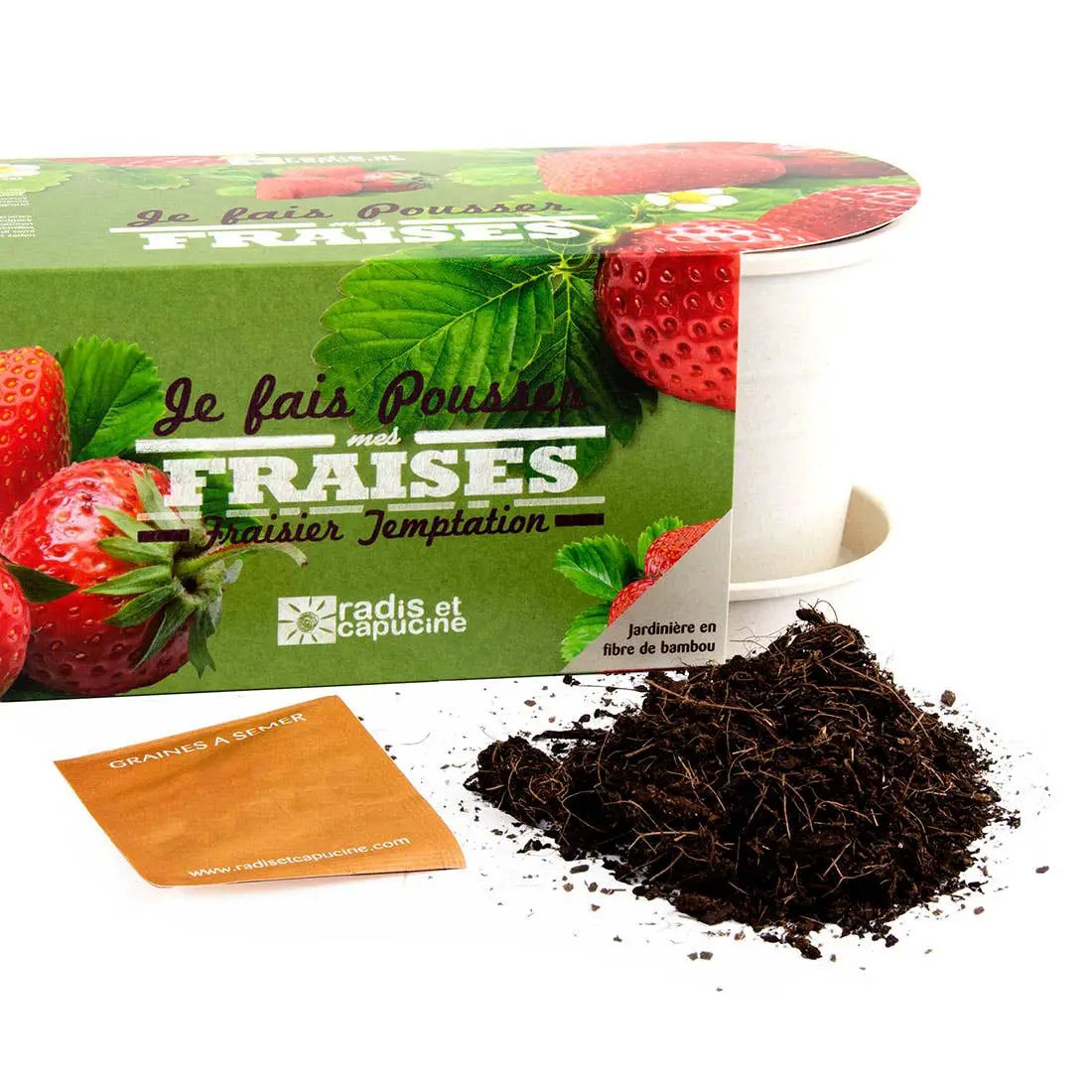 Jardinière Bambou - Fraisier - Kit créatif de jardinage Enfant by Radis Et Capucine