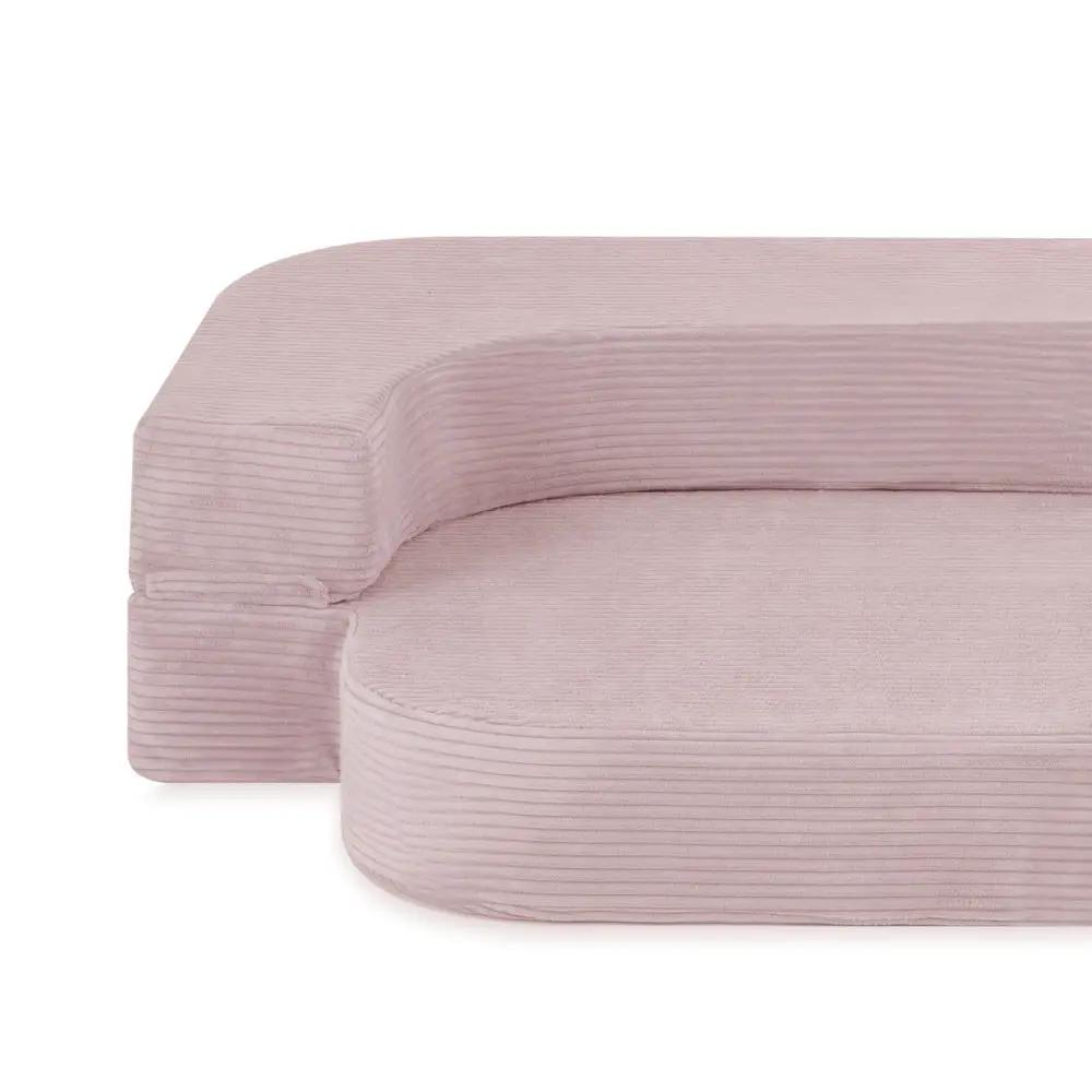 Canapé-lit Foldie - Velours côtelé rose clair premium, lavable, imperméable - Plush Nest by Misioo