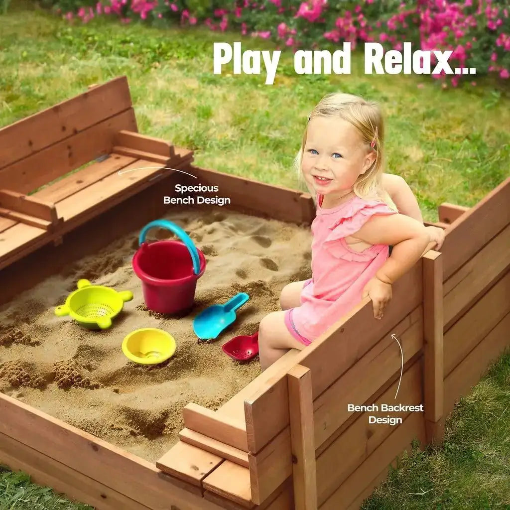Play 22 | Grand bac à sable en bois pour enfants avec couvercle by myplayground