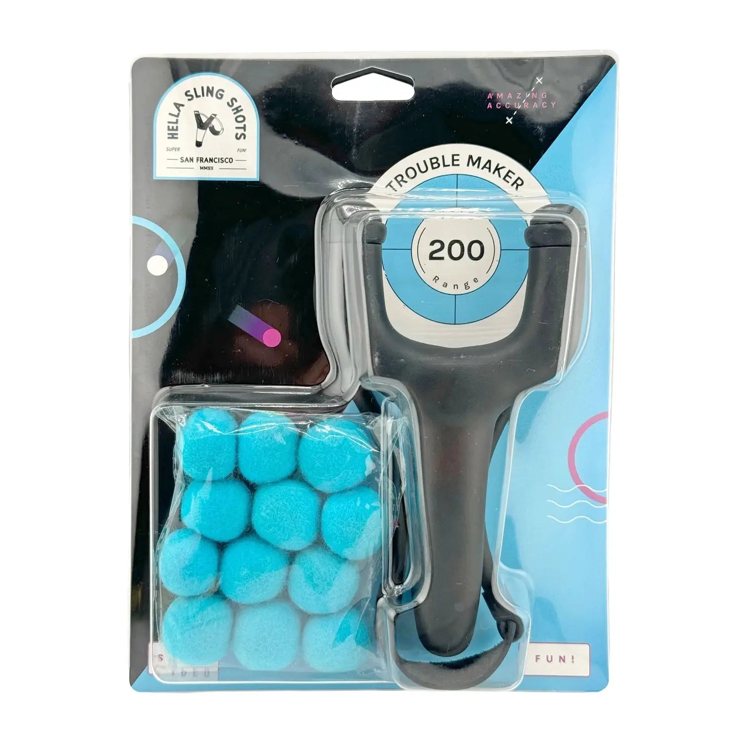 Lance-pierre Noir Trouble Maker + Munitions en Feutre - Jeu de motricité pour enfant ( 5 ans et + ) by Hella Slingshots