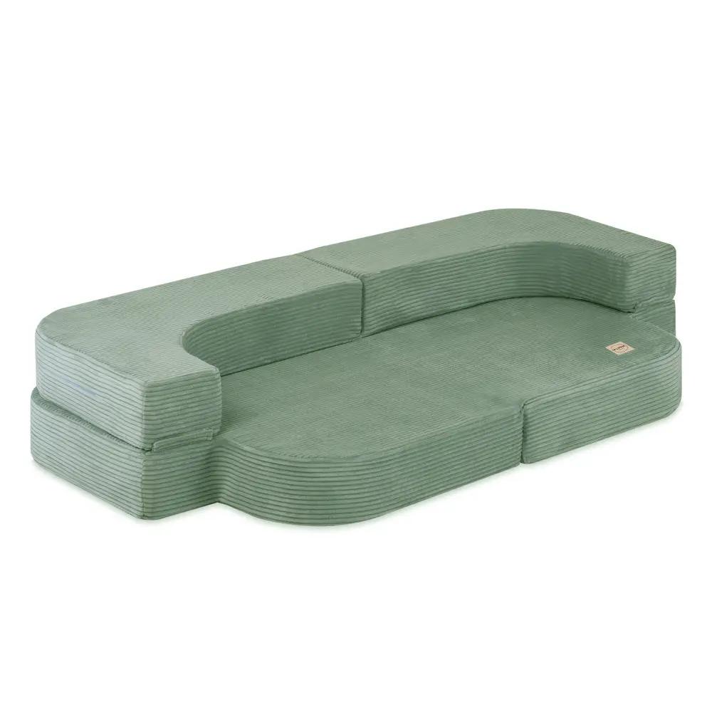 Canapé-lit Foldie - Velours côtelé vert premium, lavable, imperméable - Plush Nest by Misioo