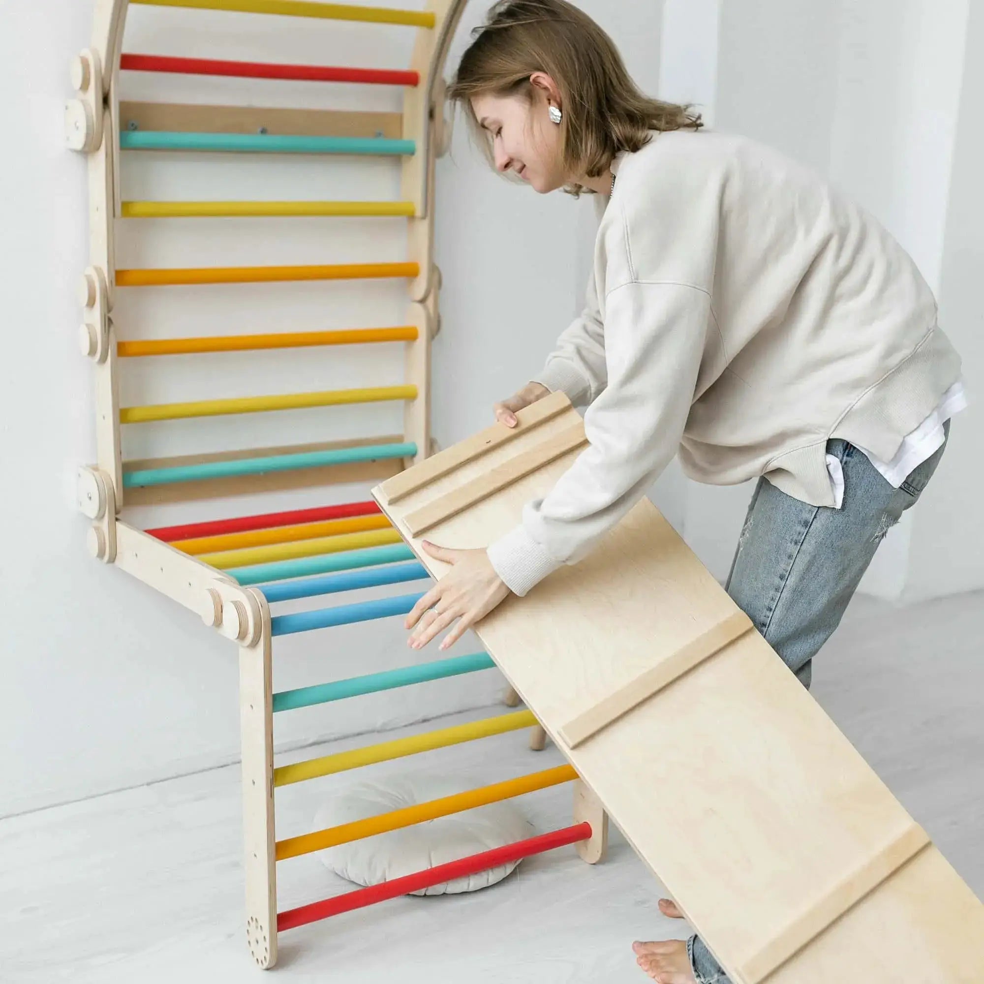 Fixations Murales pour l'ensemble d’escalade - bois naturel, 18 à 24 mois - BusyKids by BusyKids