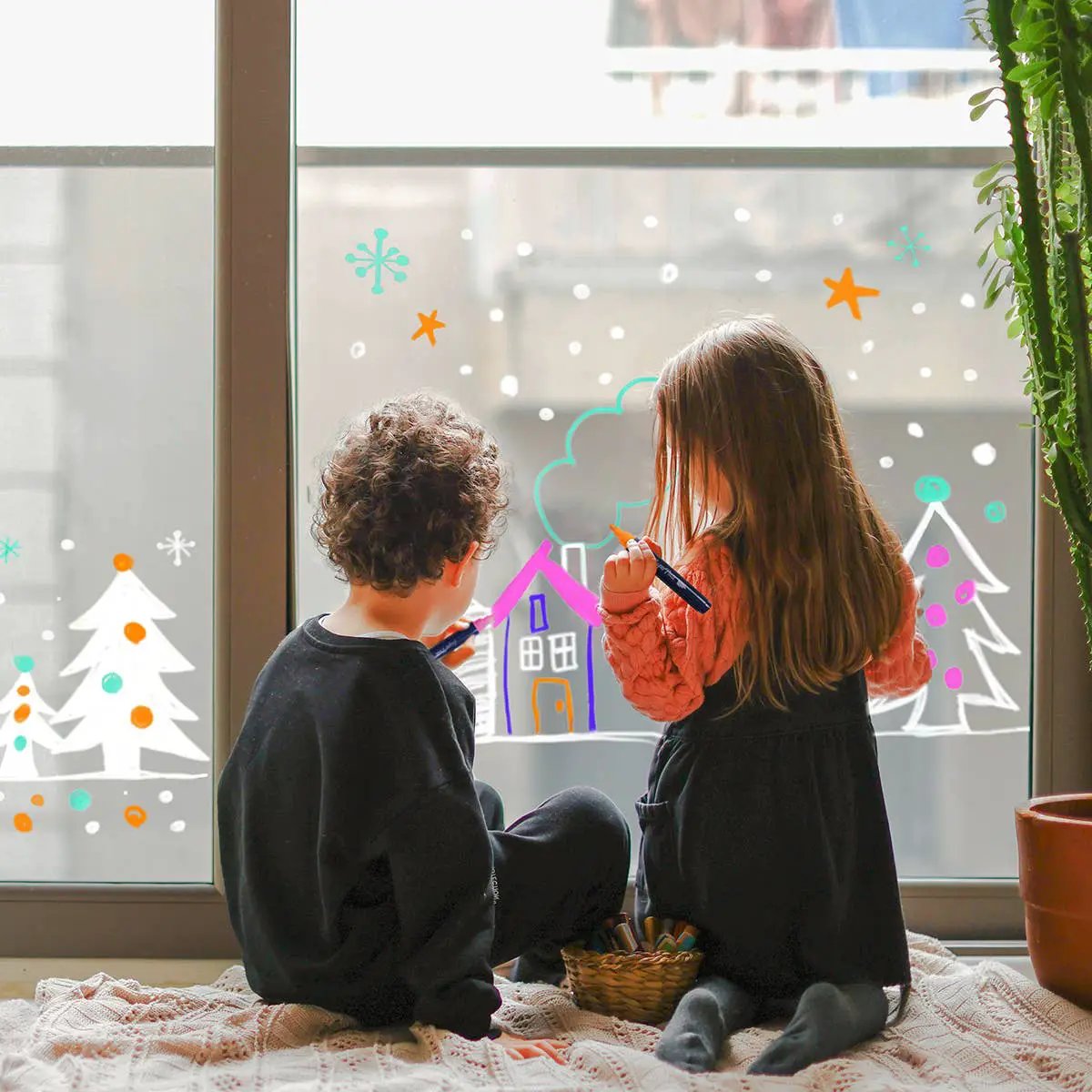 BOITE 6 FEUTRES EFFAÇABLES DECO VITRES- MIROIR by SuperPetit