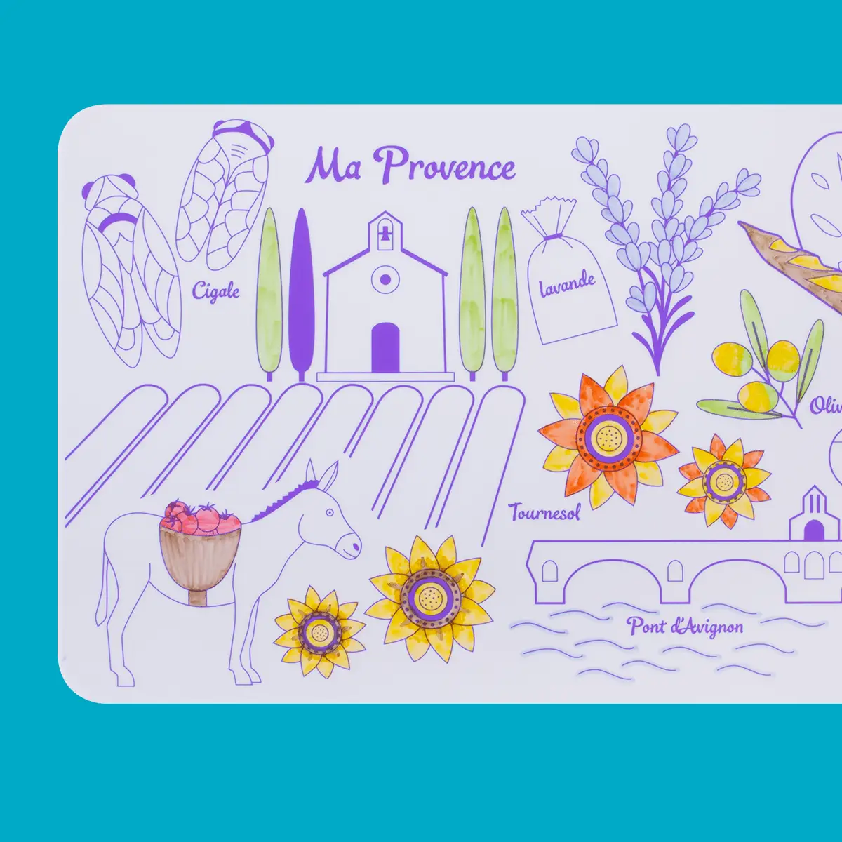 Coloriage éducatif: miniPlaymat 2en1- PROVENCE- Réversible by SuperPetit