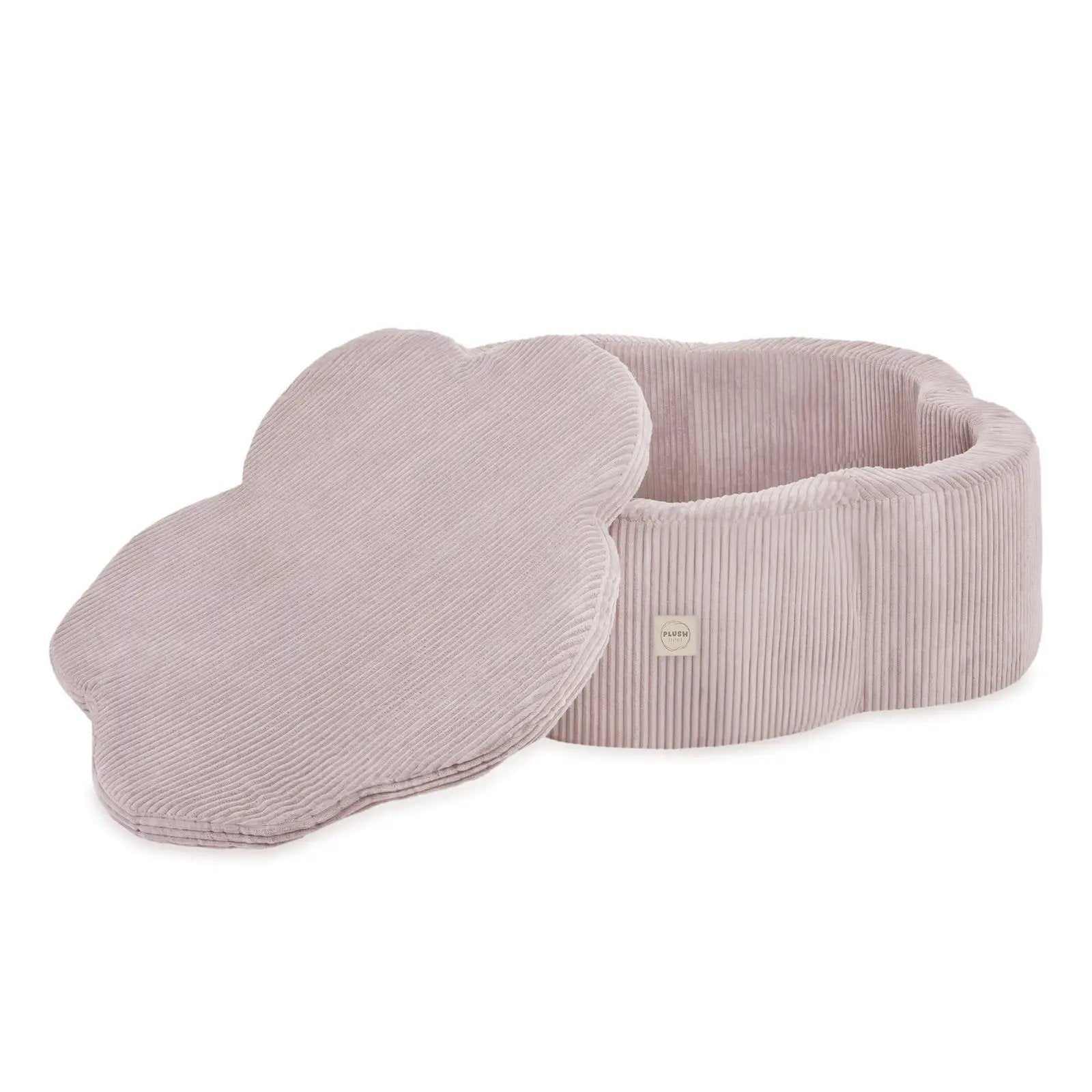 Piscine à balles avec tapis, 95x30, rose clair, velours côtelé premium, Floral Fun Zone (+ 200 boules perle, perle rose clair, or) -Plush nest - Misioo by Misioo