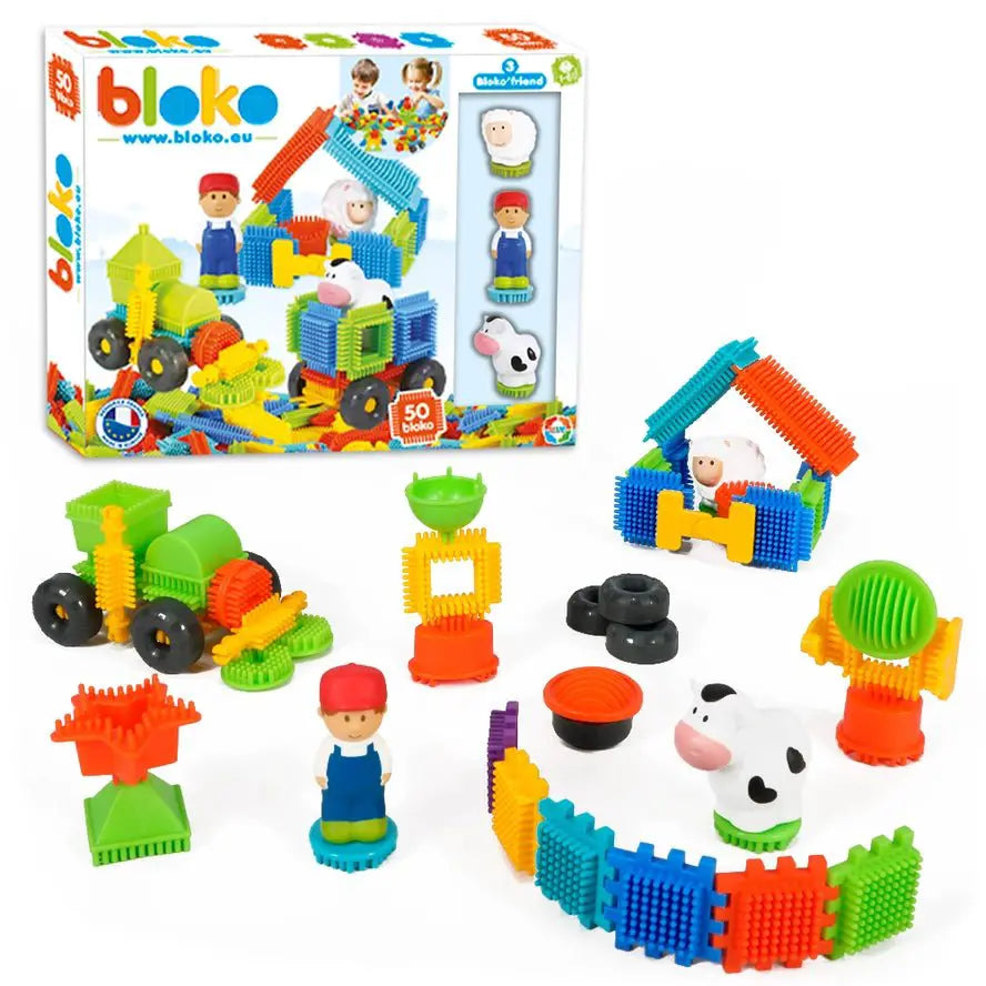 Coffret de 50 Bloko + 3 figurines 3D ferme - Bloko by Bloko