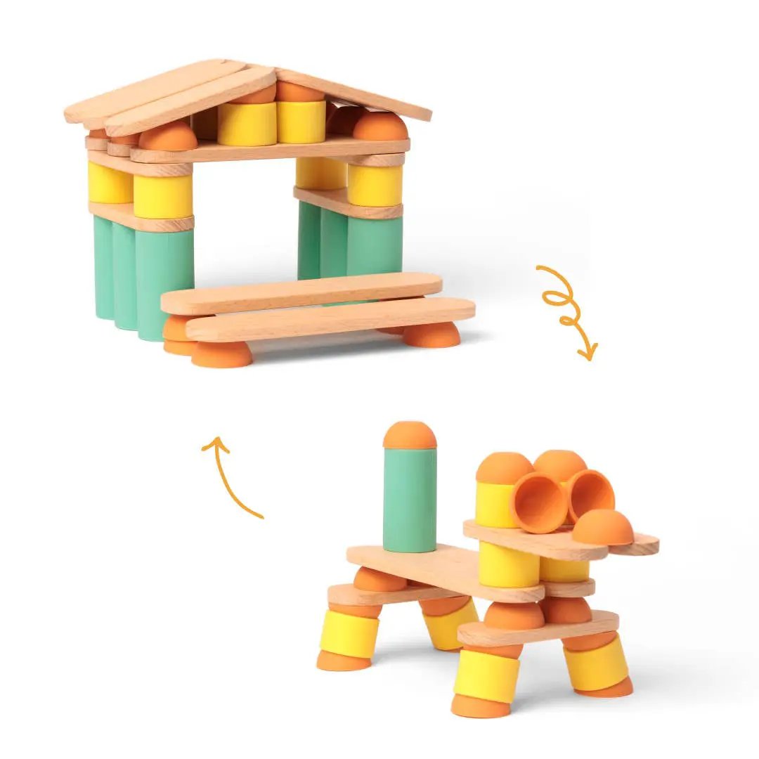 Stix 60 pcs - Jouet éducatif en bois de construction by OPPI