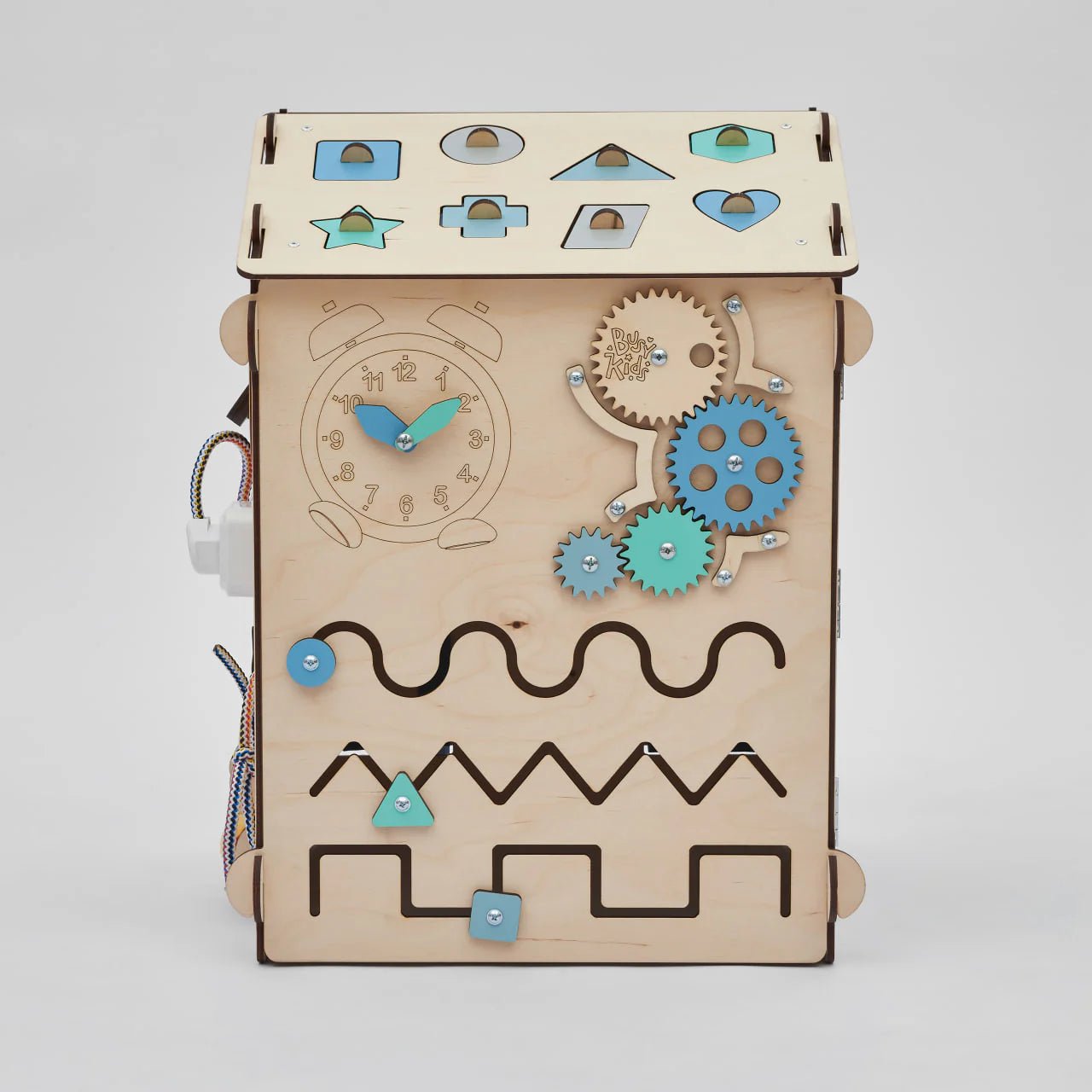 Ensemble Maisonnette et Cube Interactif - menthe, bois natura, 12 à 18 mois - BusyKids - myplayground