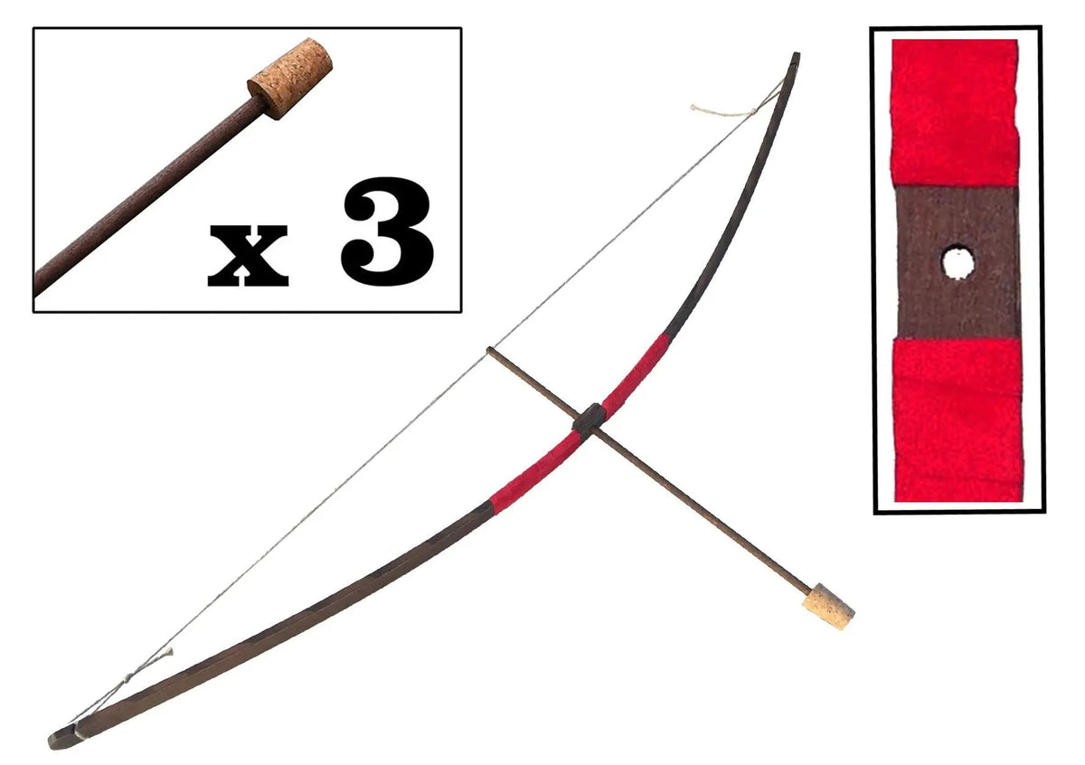 MANCHE EN DAIM BOW RUSTIK S + 3 FLÈCHES À POINTE EN LIÈGE - Jeu de role pour enfant by KALID MEDIEVAL