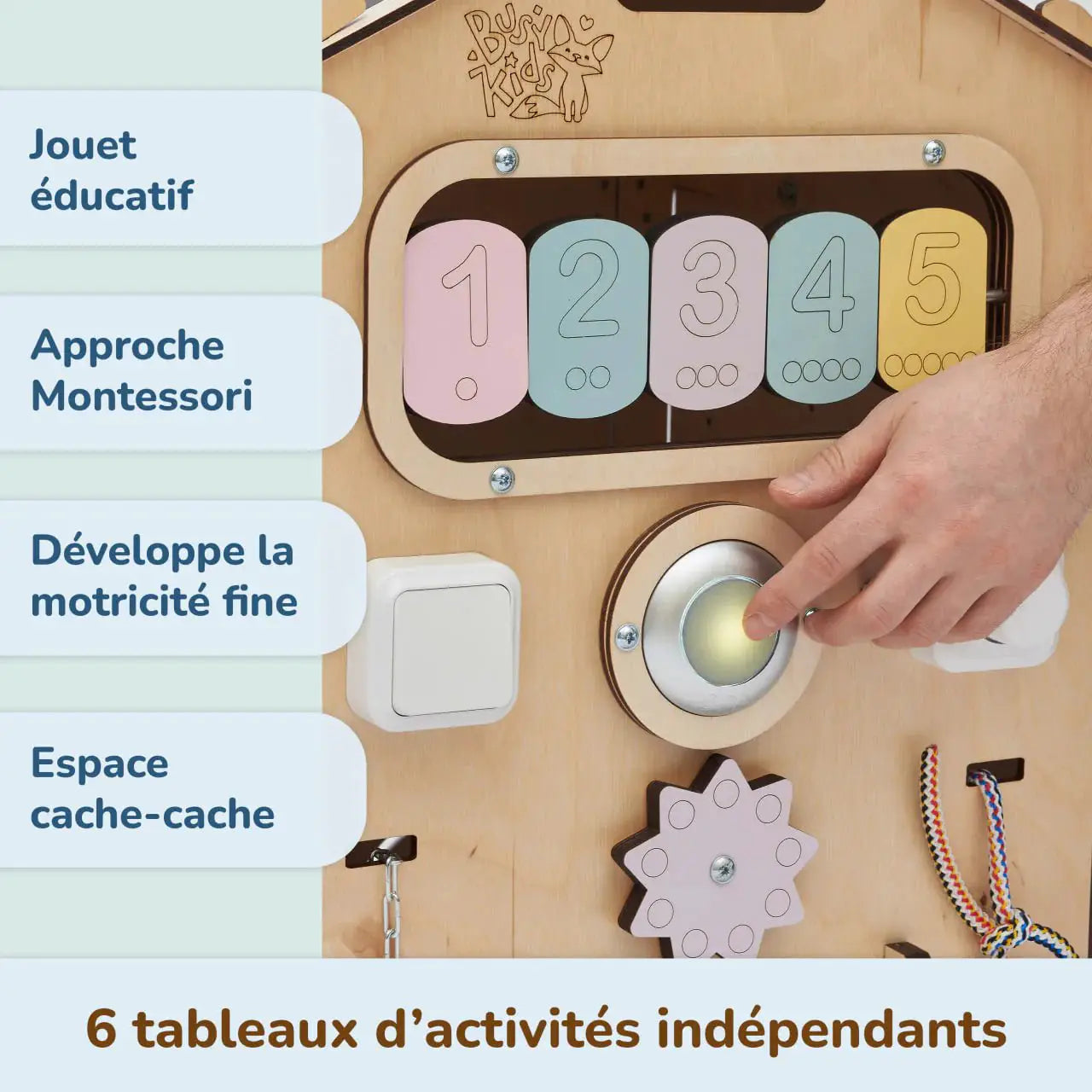 Maisonnette Éducative - pastel, édition limitée, bois natura, 12 à 18 mois - BusyKids by BusyKids