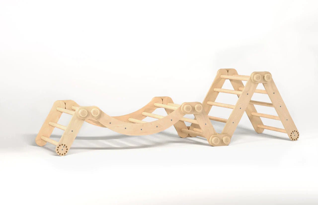 Ensemble d’escalade Inclinable (set xl avec Rocker + planche) - bois brut (non verni), 18 à 24 mois - BusyKids - myplayground