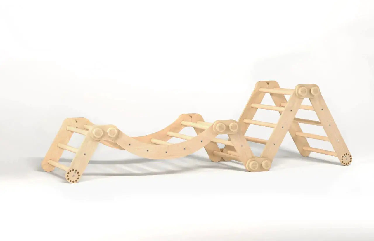 Ensemble d’escalade Inclinable (set xl avec Rocker + planche) - bois brut (non verni), 18 à 24 mois - BusyKids by BusyKids