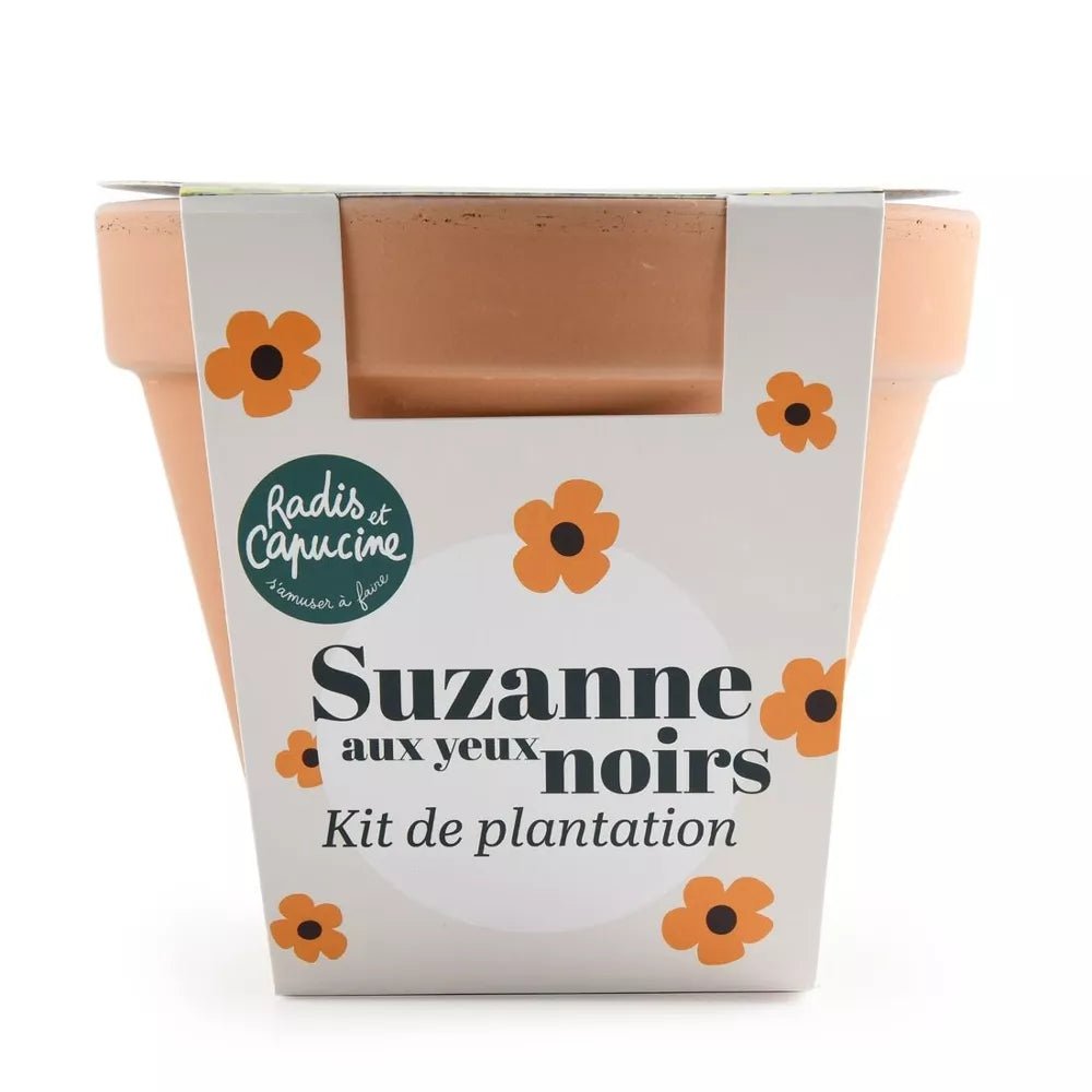 Pot Terre cuite Antique - Suzanne aux yeux noirs - Radis et Capucine - myplayground