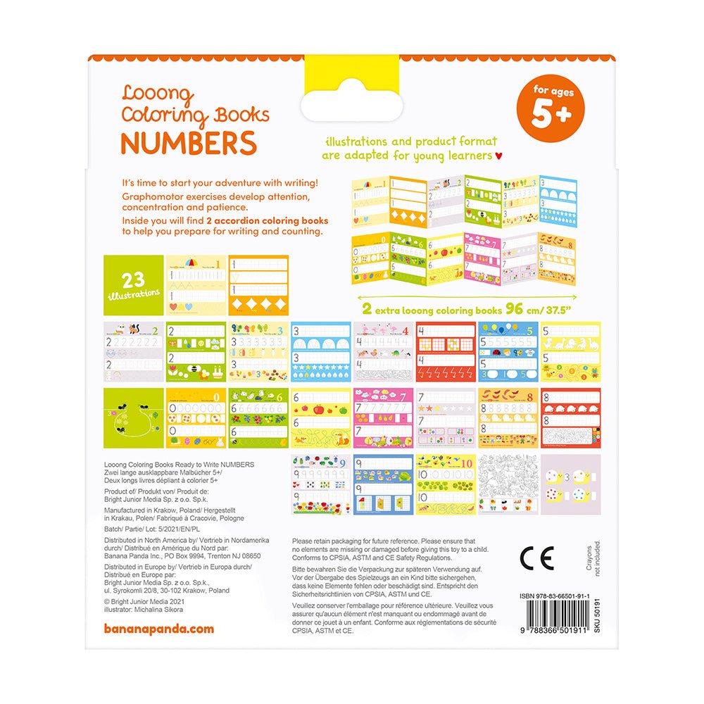 Livres de Coloriage Looong Prêts à Écrire - Nombres - Banana Panda - myplayground
