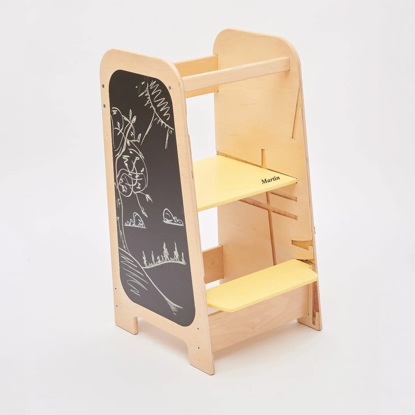 Tour d’Apprentissage Multifonctions 5 en 1 - vanille, bois brut (non verni), 18 à 24 mois - BusyKids - by BusyKids