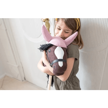 Tapis de selle et bonnet en velours côtelé rose pour cheval de loisir - myplayground