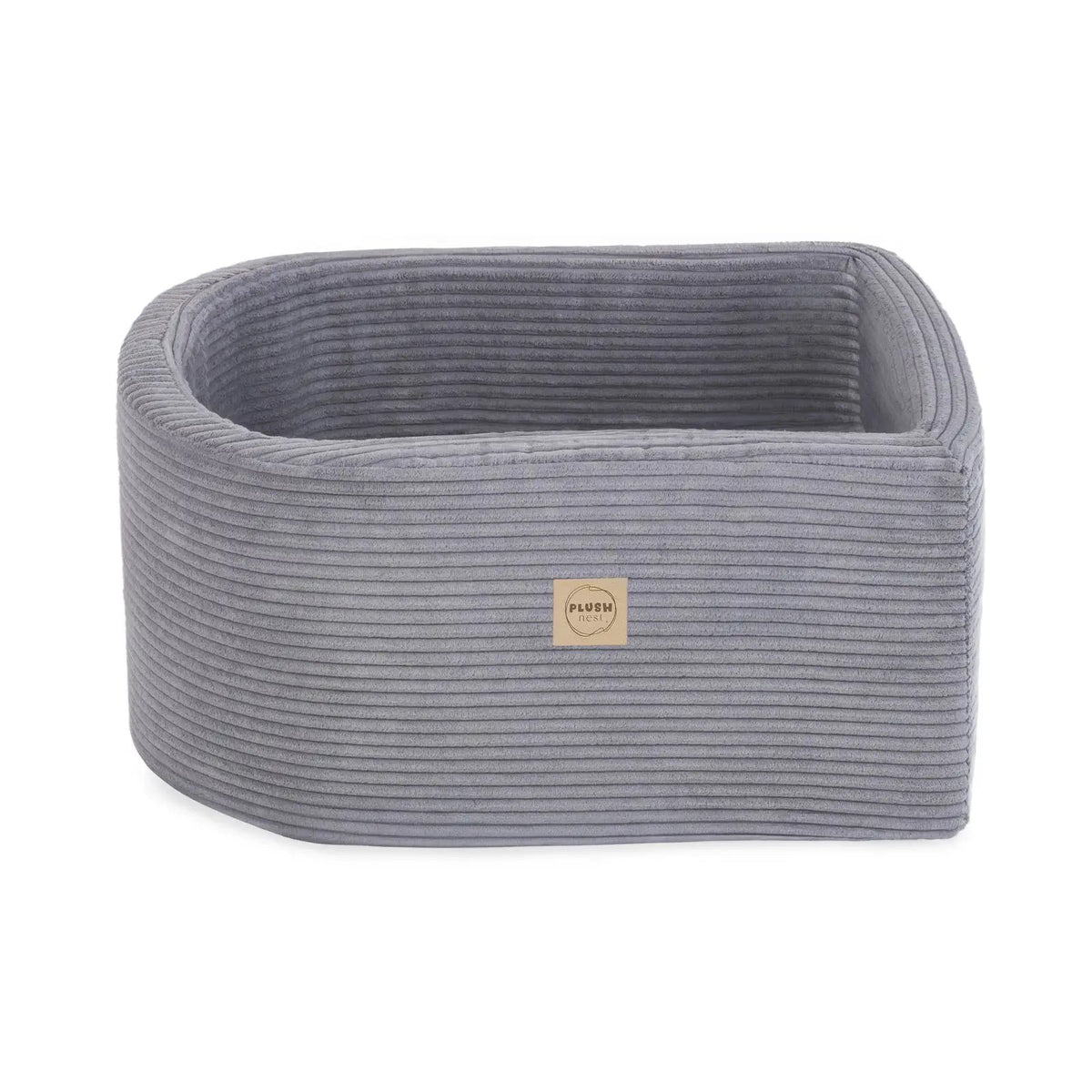Mini terrain de jeu – Velours côtelé gris premium, bassin et 100 balles – Plush Nest by Misioo