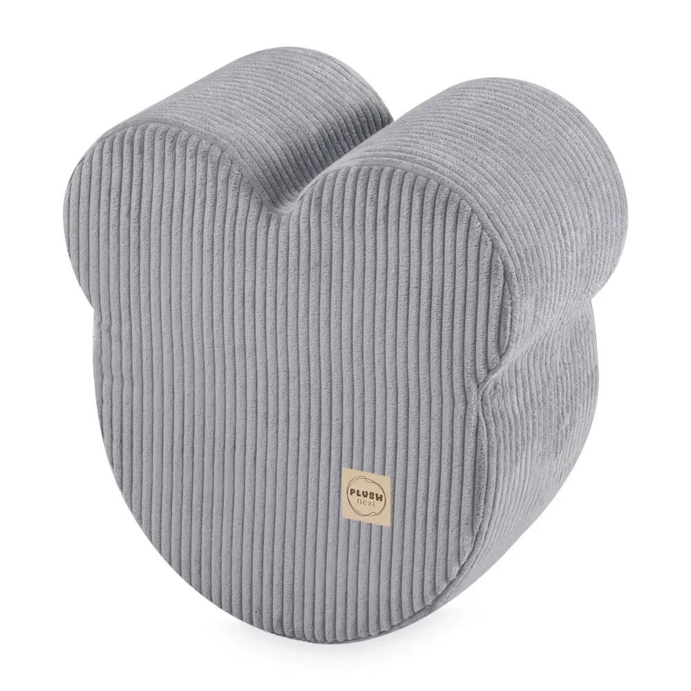 Pouf ourson 46x25 cm - Velours côtelé gris premium - Plush Nest by Misioo