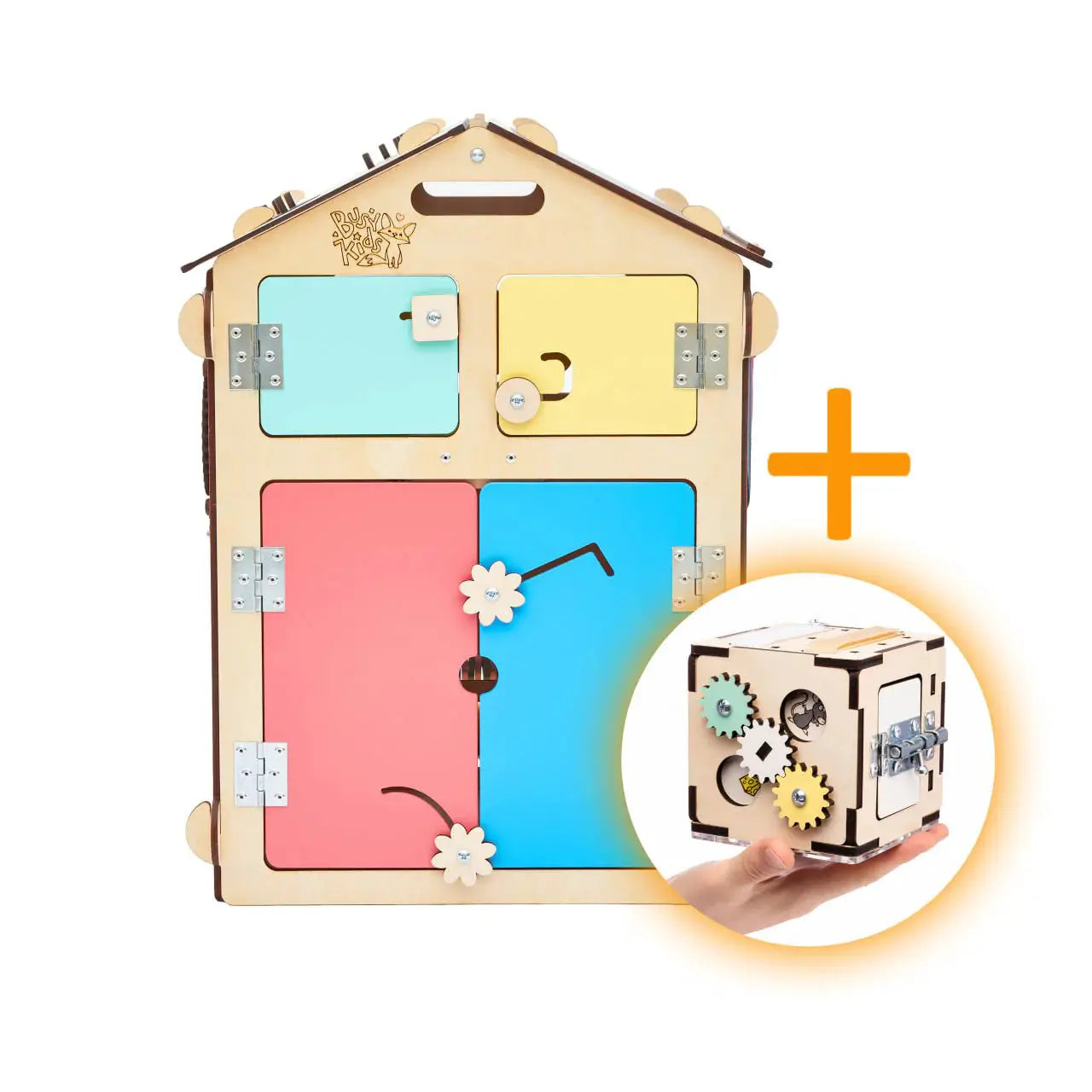 Ensemble Maisonnette Natura et Cube Interactif - Bois Natura - 12 à 18 mois - BusyKids by BusyKids