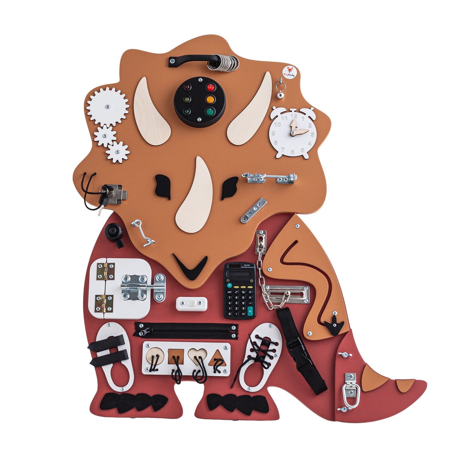 Dinosaure Busy board - Planche sensorielle - Jeu de motricite fine pour enfant ( 3 ans et + ) - myplayground