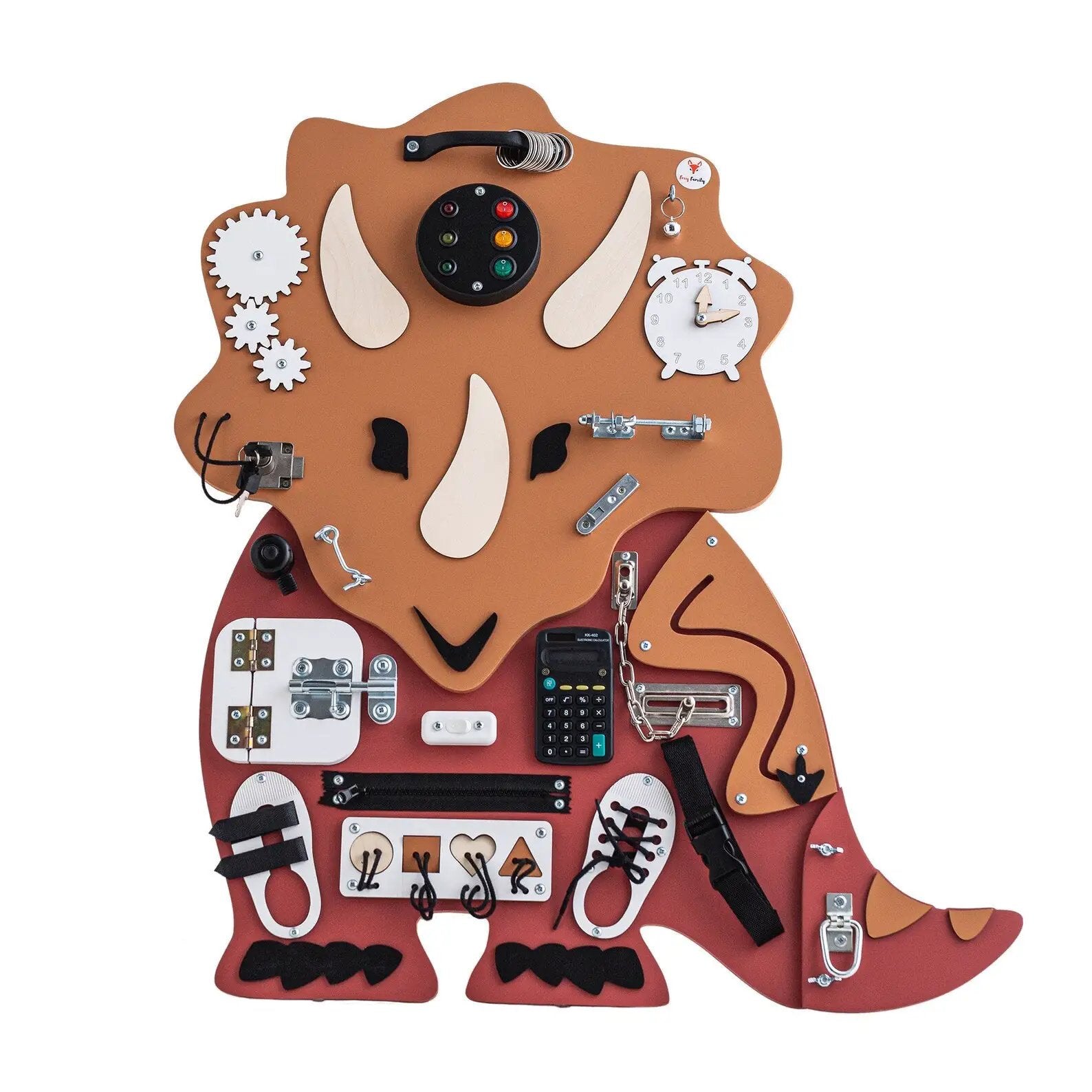 Dinosaure Busy board - Planche sensorielle - Jeu de motricite fine pour enfant ( 3 ans et + ) by FoxyFamily