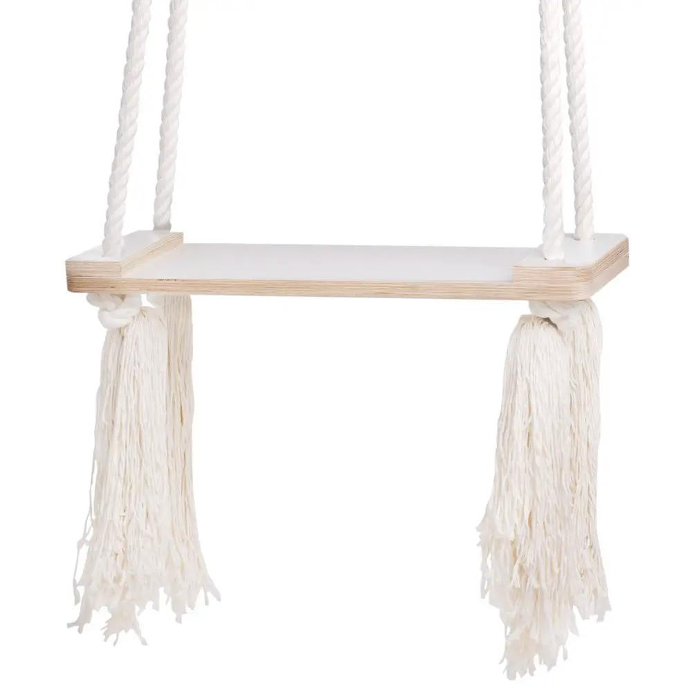 Balançoire d'intérieur plate - Velours côtelé beige premium - Plush Nest by Misioo