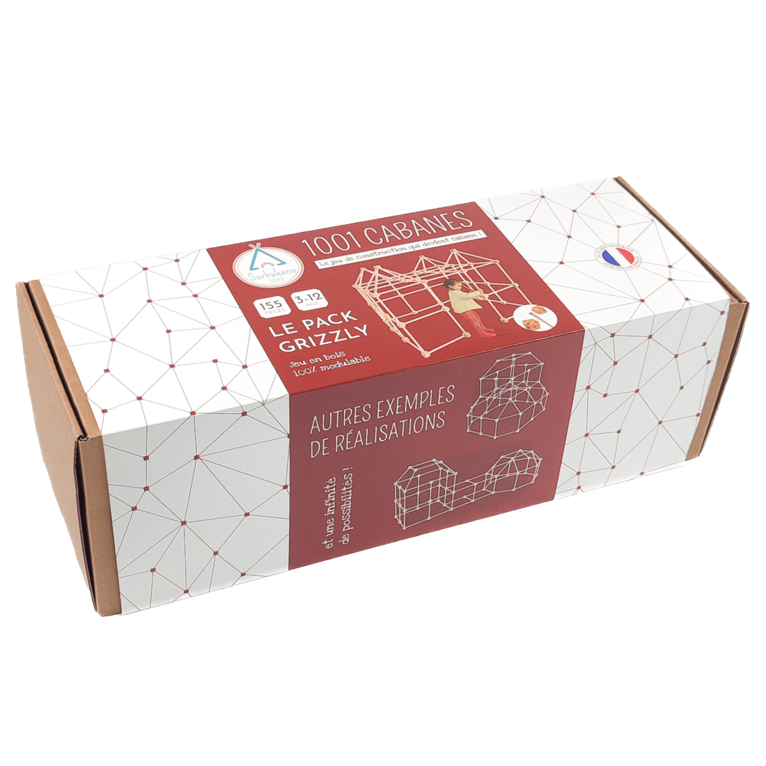 1001 Cabanes – Pack Grizzly – 155 pièces by SARBAKANE