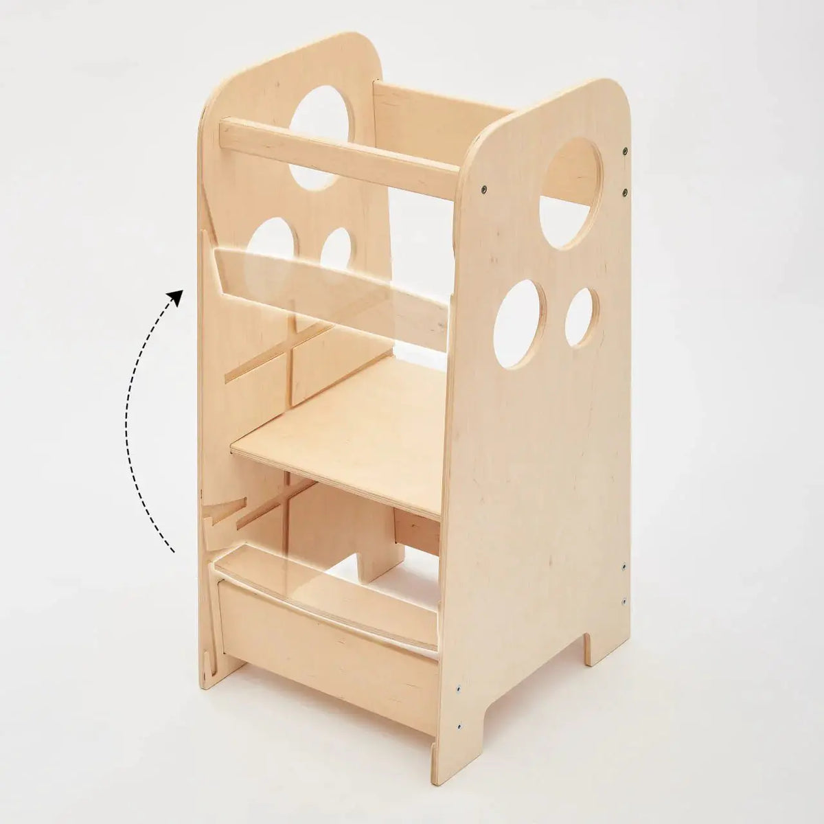 Tour Ajustable d’Apprentissage 3-en-1 - bois brut (non verni), 18 à 24 mois - BusyKids by BusyKids