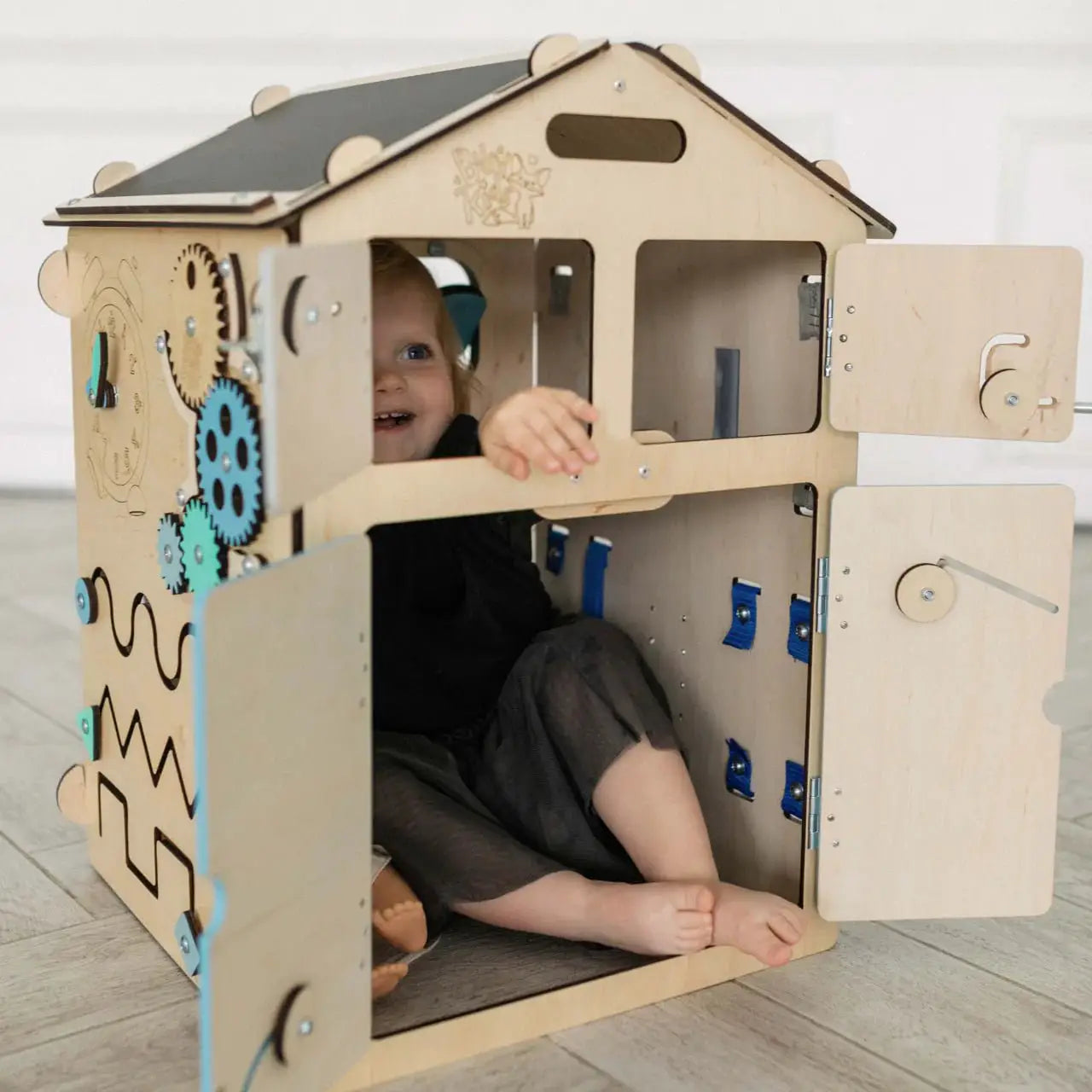 Maisonnette Éducative - Menthe, Édition Limitée, Bois Natura, 12 à 18 mois - BusyKids by BusyKids