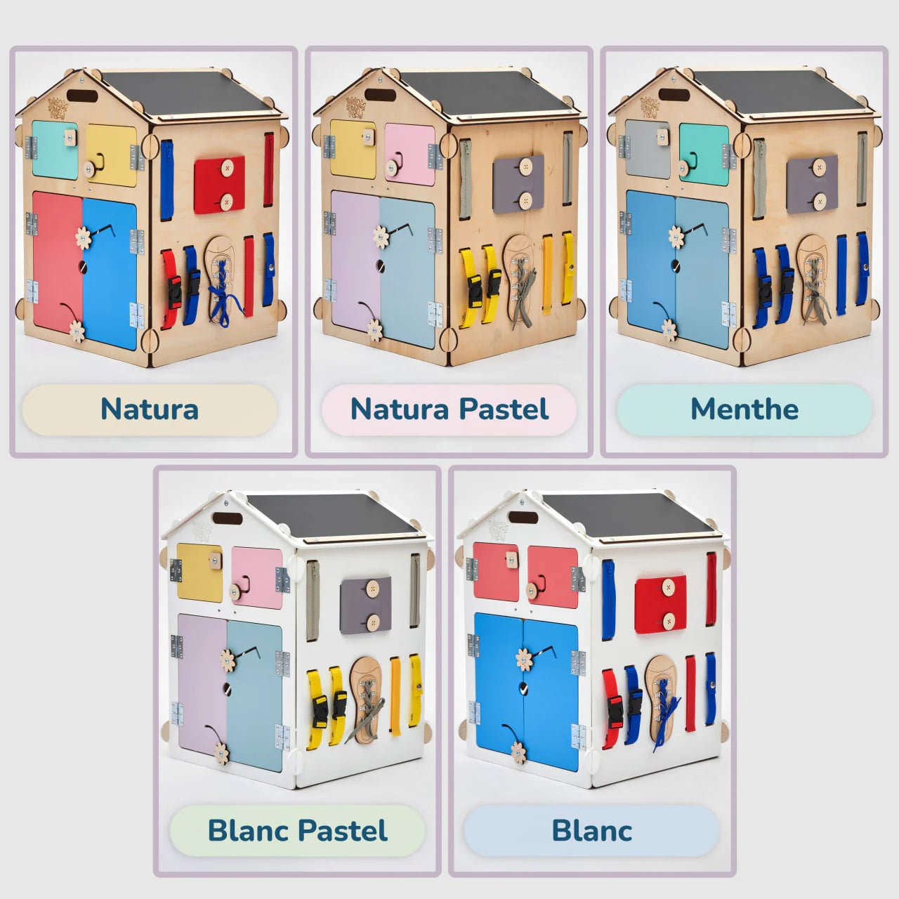 Ensemble Maisonnette et Cube Interactif - menthe, bois natura, 12 à 18 mois - BusyKids by BusyKids