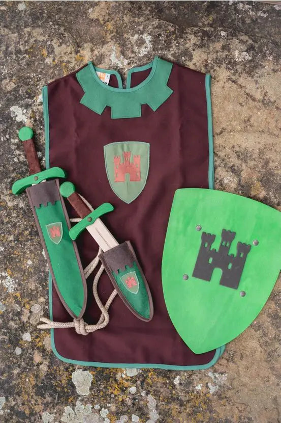 Bouclier kamelots vert avec chateau - Jeu de role pour enfants by KALID MEDIEVAL