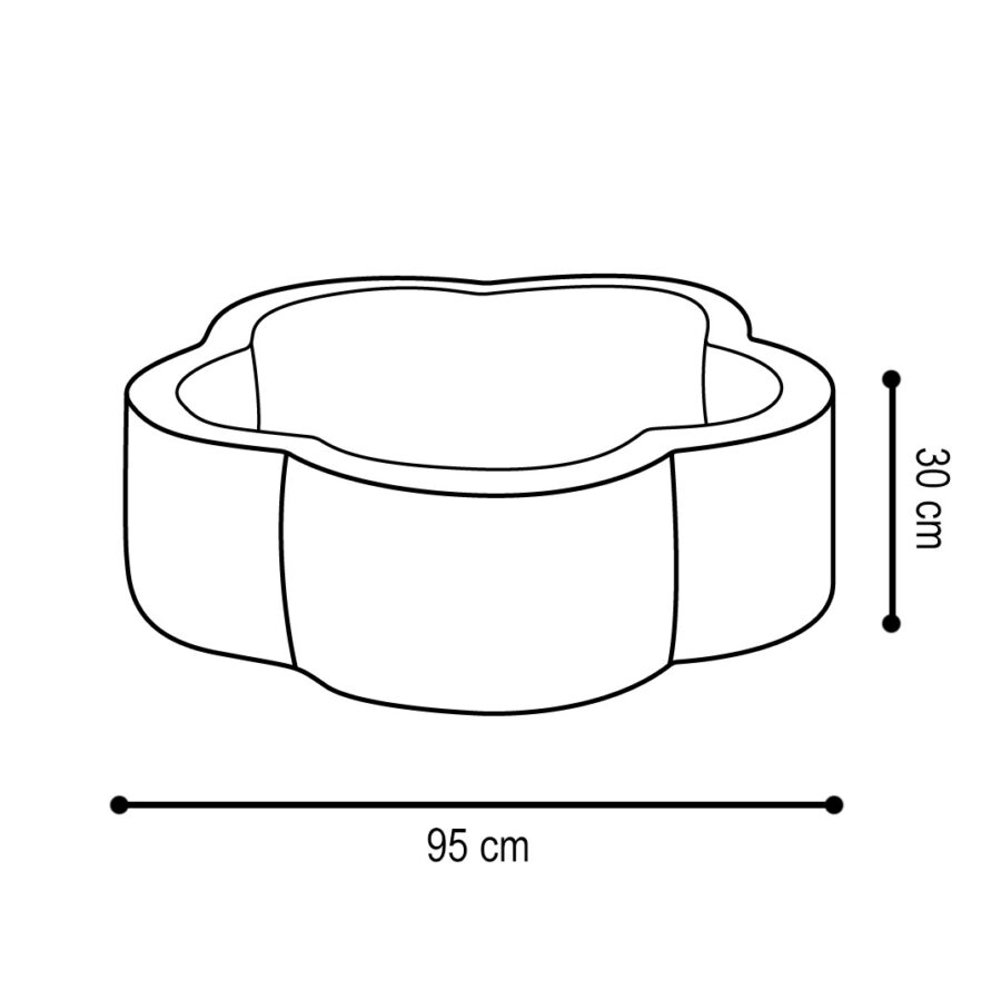 Piscine à balles avec tapis, 95x30, gris clair, velours côtelé premium, Floral Fun Zone (+ 200 boules perle, argent, bleu clair) - Plush nest - Misioo - myplayground