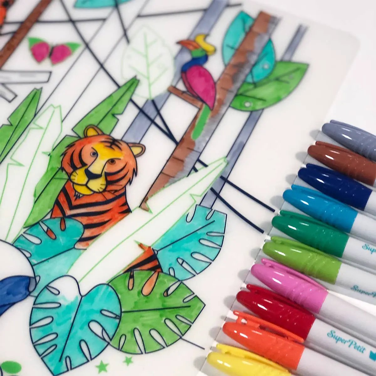 Jeu éducatif: Set de table en silicone JUNGLE - Réutilisable by SuperPetit