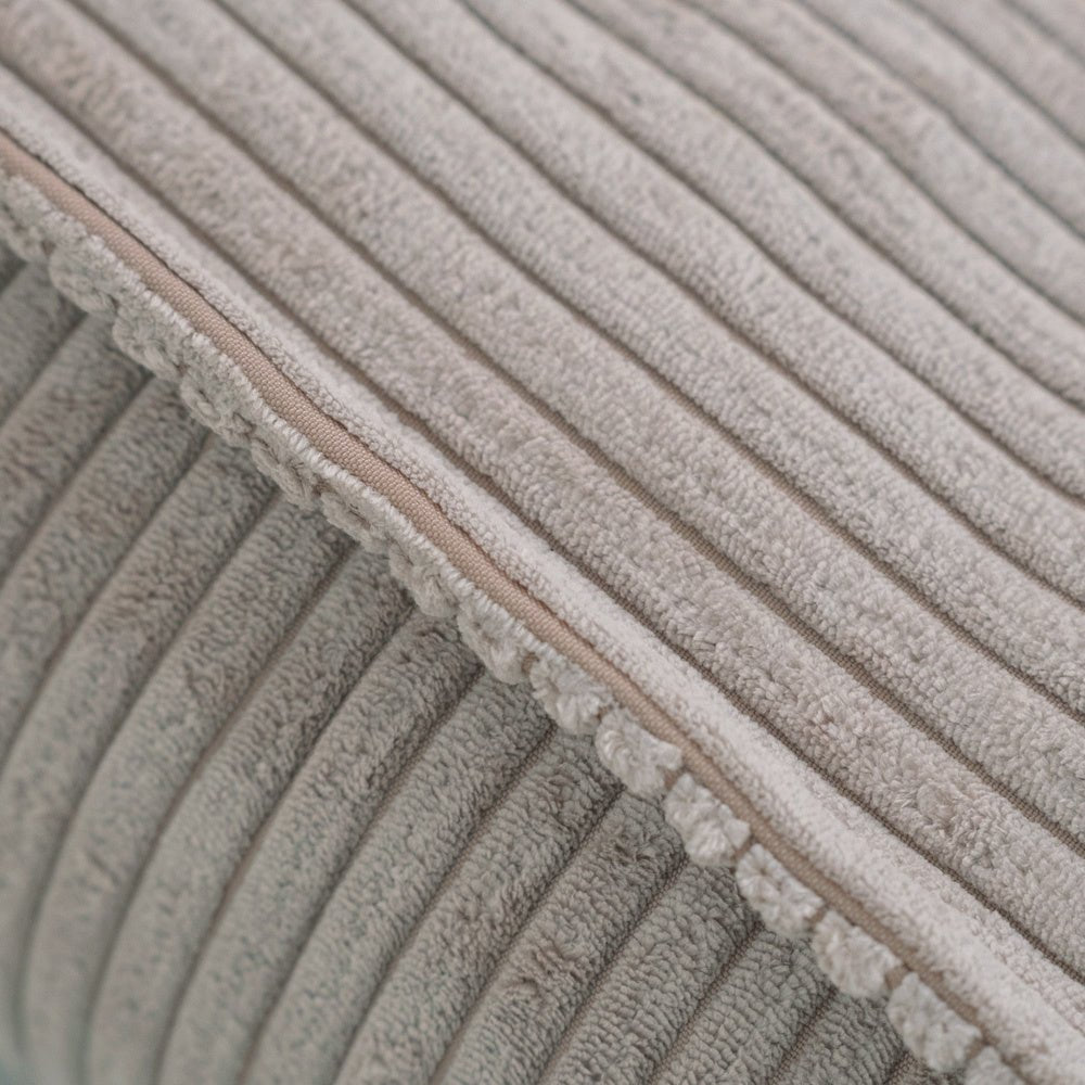 Pouf 60x60 cm - Coussin de sol, velours côtelé beige premium - Plush Nest - myplayground