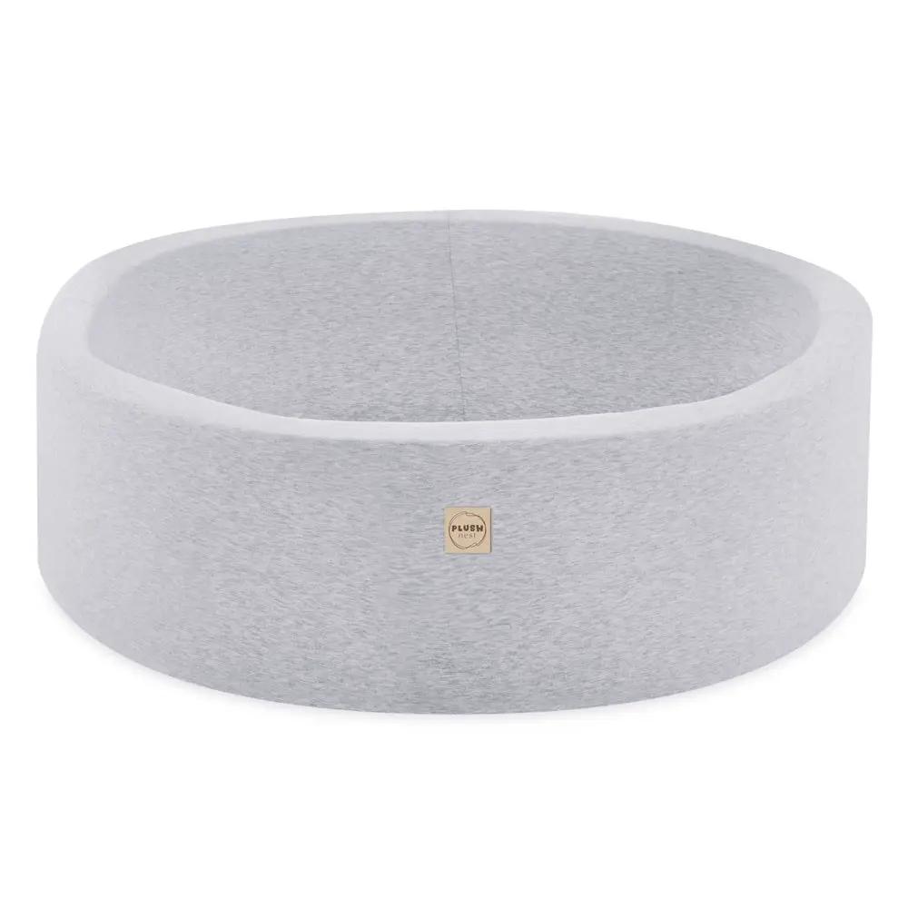Terrain de jeu 3 éléments + dry pool 90x30 – gris clair smart (+200 balles : perle, argent, bleu clair) , aire de jeux – Plush Nest by Misioo