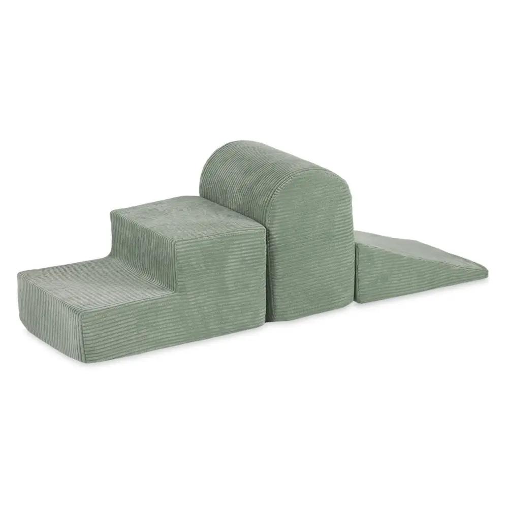 Terrain de jeu 3 éléments – Velours côtelé vert premium – Plush Nest by Misioo