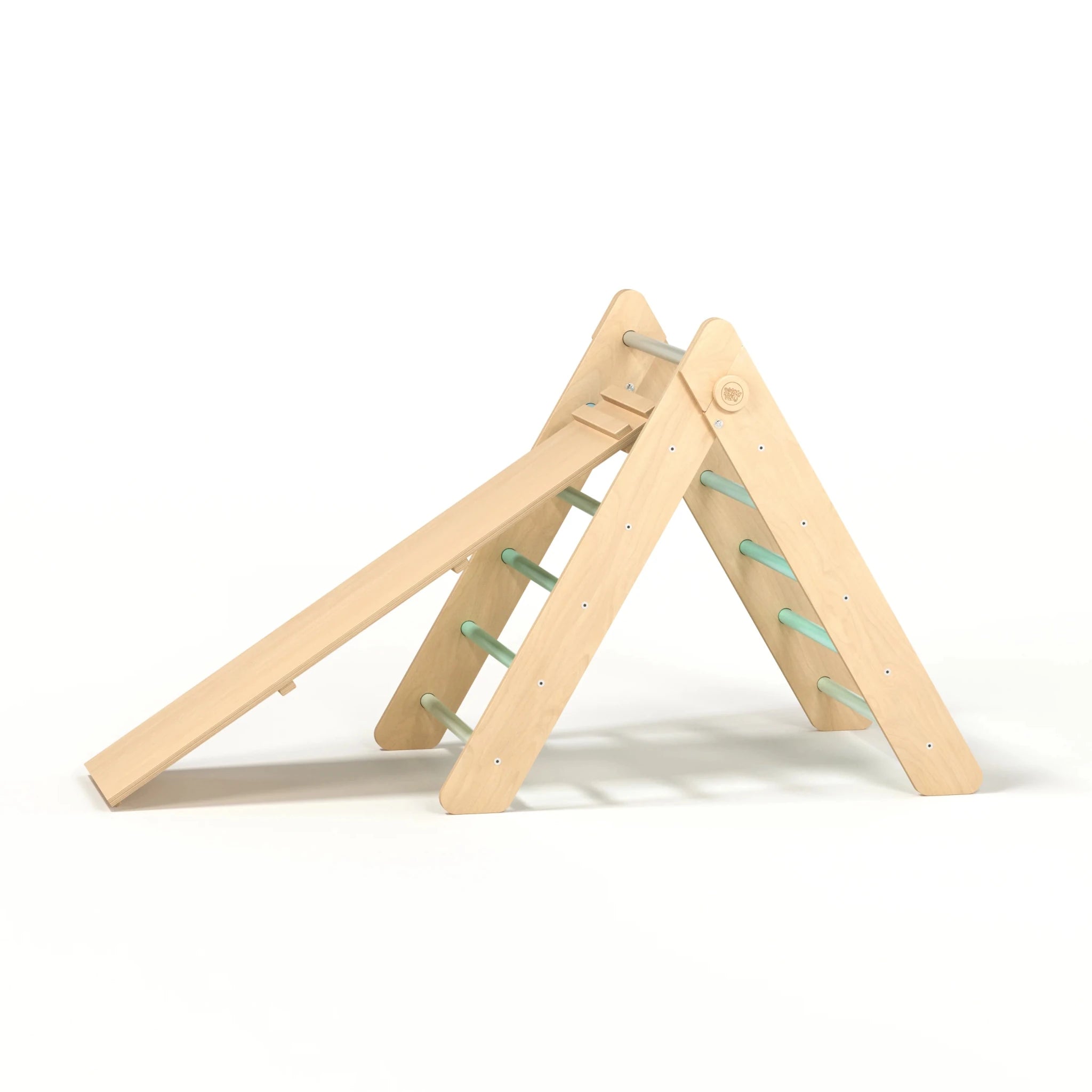 Ensemble triangle pikler et planche à double face - menthe, bois natura, 12 à 18 mois - BusyKids - myplayground