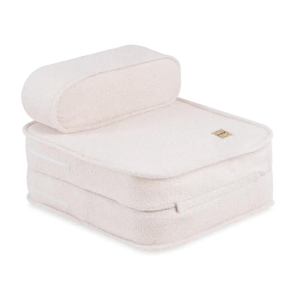 Chaise longue enfant, 150x60x25 cm, agneau crème- Plush Nest by Misioo