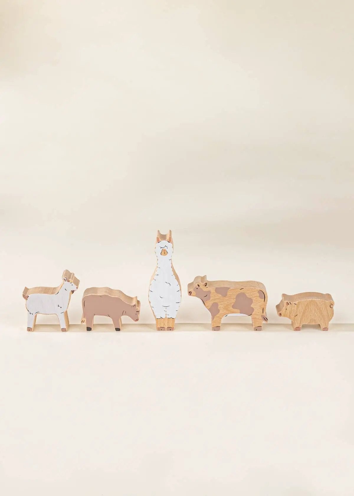 Ensemble de 5 animaux de grange sur assiette en bois - Coco Village by Coco Village