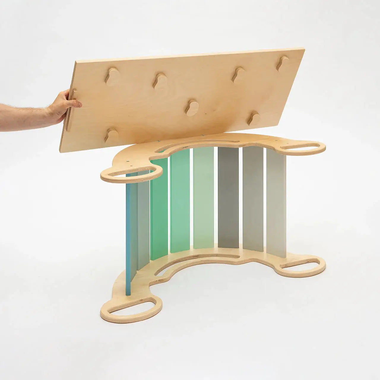 Ensemble triangle pikler + 2 Planches à Double Face + Bascule d’Équilibre - Menthe, bois natura, 12 à 18 mois - BusyKids by BusyKids