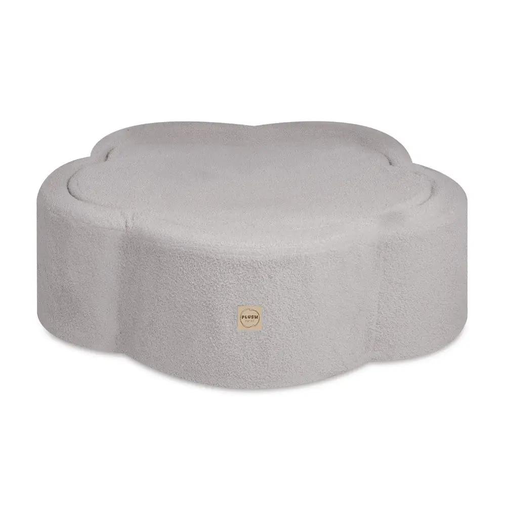 Piscine à balles avec tapis, 95x30 cm, agneau gris, Floral Fun Zone (+ 200 boules argent, perle, transparentes) -Plush Nest - Misioo by Misioo