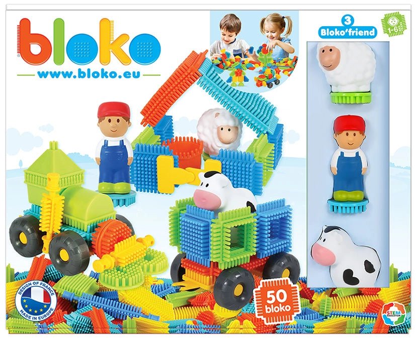 Coffret de 50 Bloko + 3 figurines 3D ferme - Bloko - myplayground
