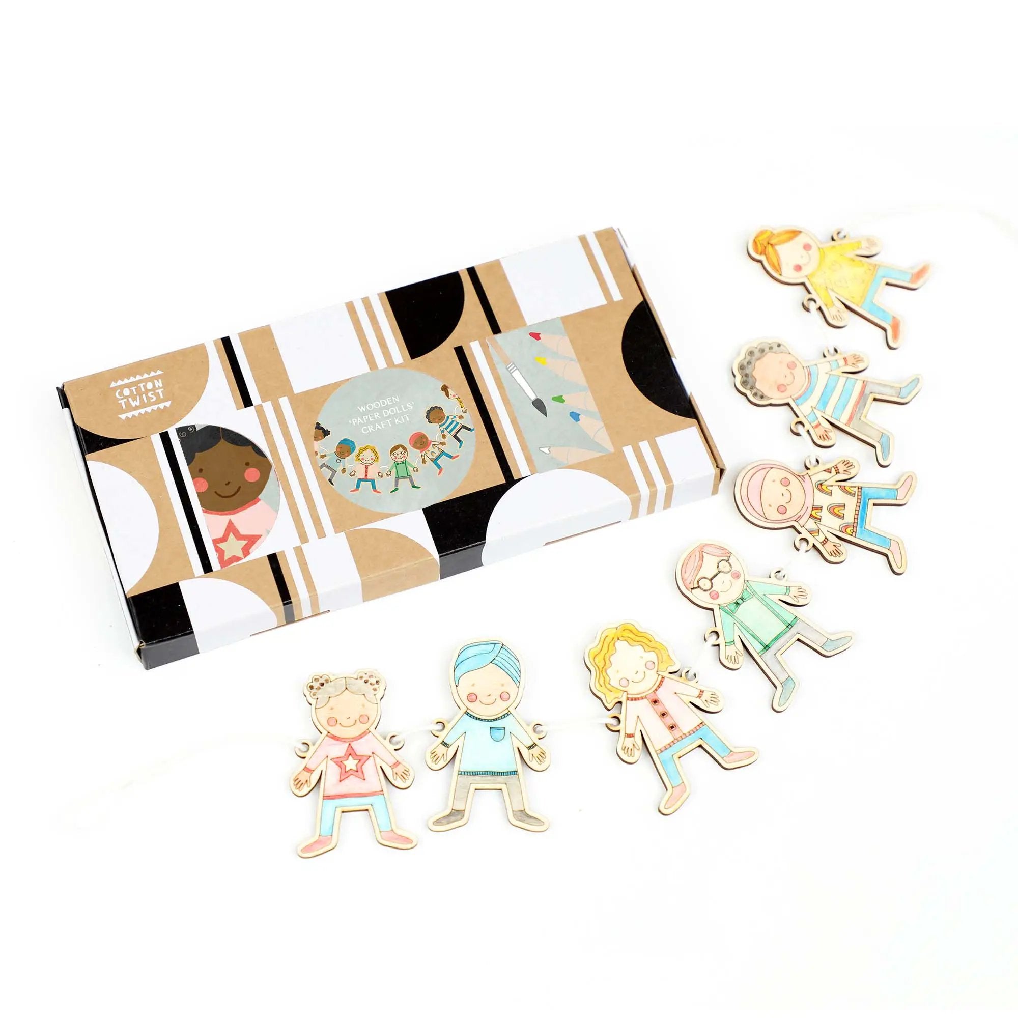 Kit de bricolage « Poupées en papier » en bois by Cotton Twist