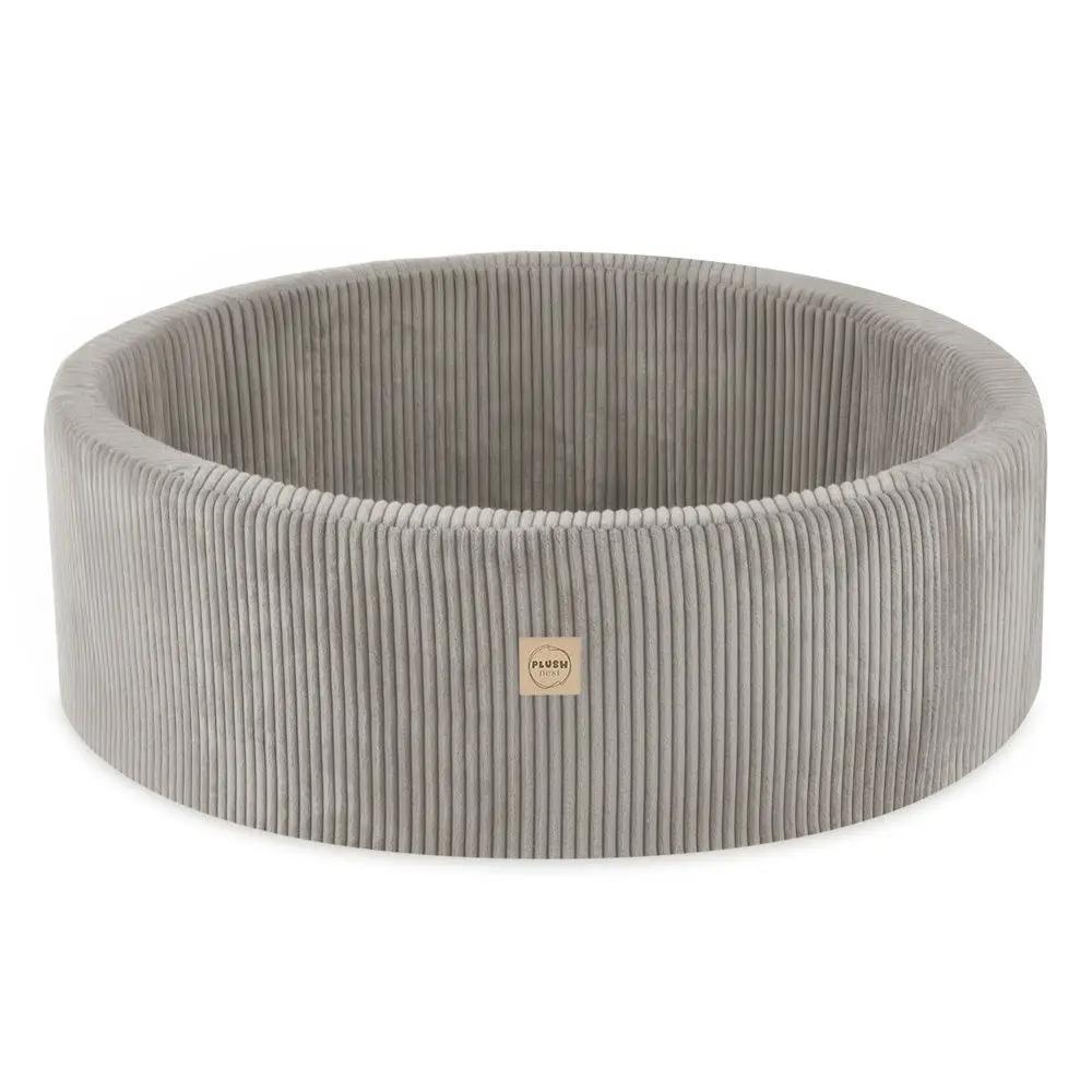 Piscine à balles - ronde 90x30 cm, beige velours côtelé (+ 200 boules perles, dorées, bleues ) – Plush Nest by Misioo