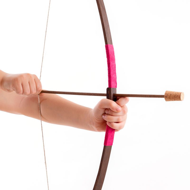 MANCHE EN DAIM BOW RUSTIK S + 3 FLÈCHES À POINTE EN LIÈGE - Jeu de role pour enfant by KALID MEDIEVAL