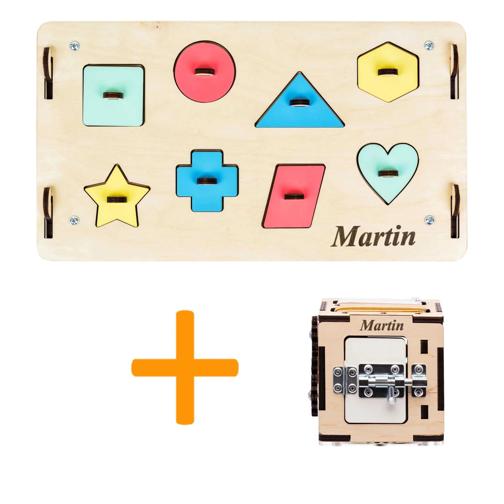 Ensemble Maisonnette Natura et Cube Interactif - Bois Natura - 12 à 18 mois - BusyKids - myplayground