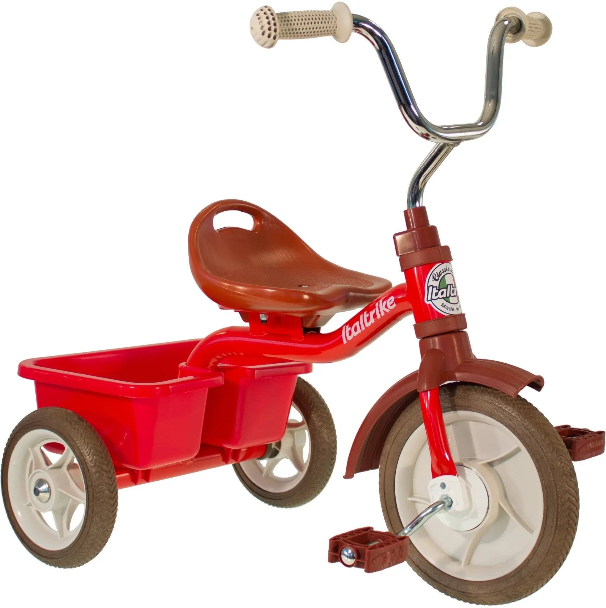 Transporter Tricycle Champion Rouge Italtrike Pour Enfants 2 À 5 Ans Robuste Châssis Métal Guidon Chromé Roues Gomme by Italtrike