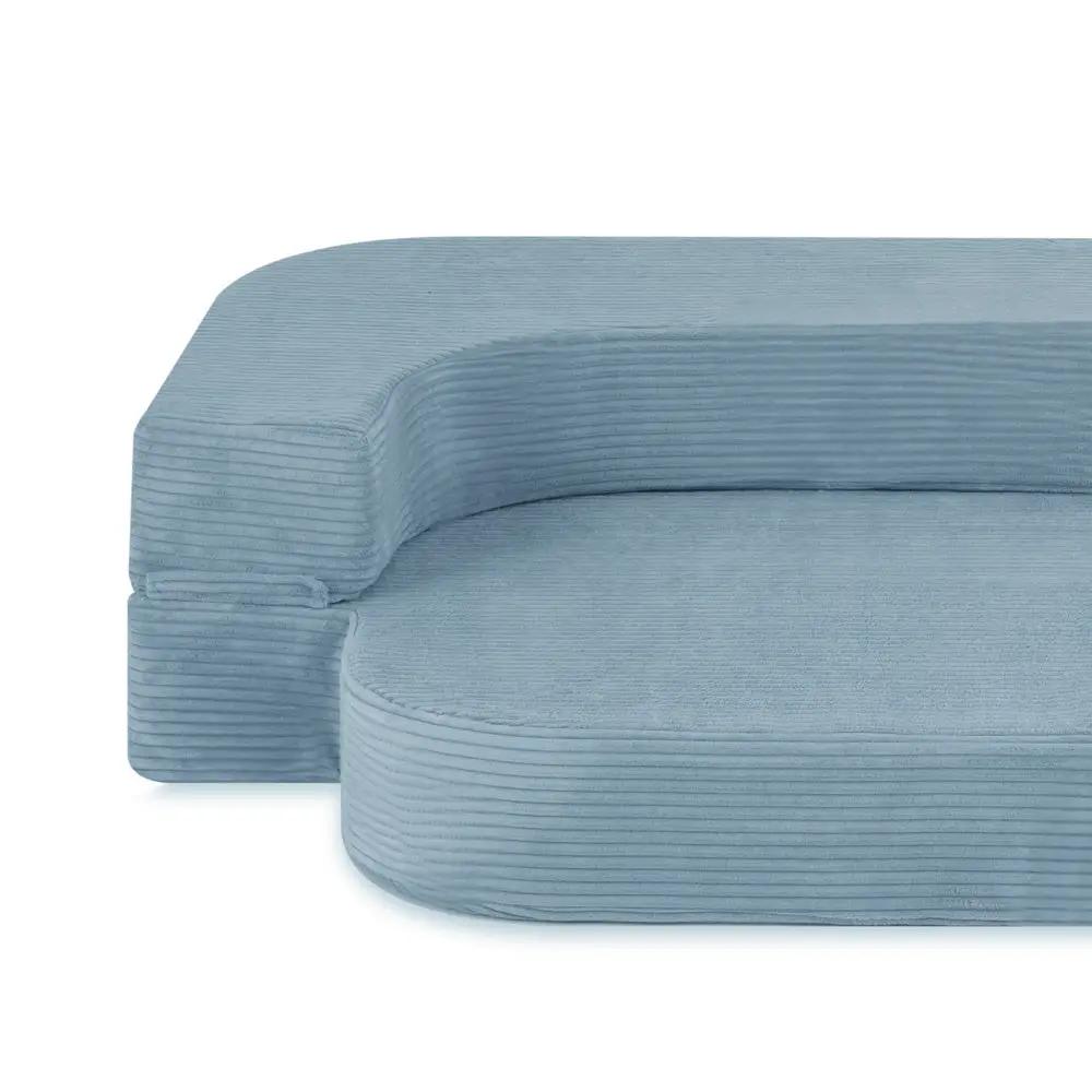 Canapé-lit Foldie - Velours côtelé bleu premium, lavable, imperméable - Plush Nest by Misioo