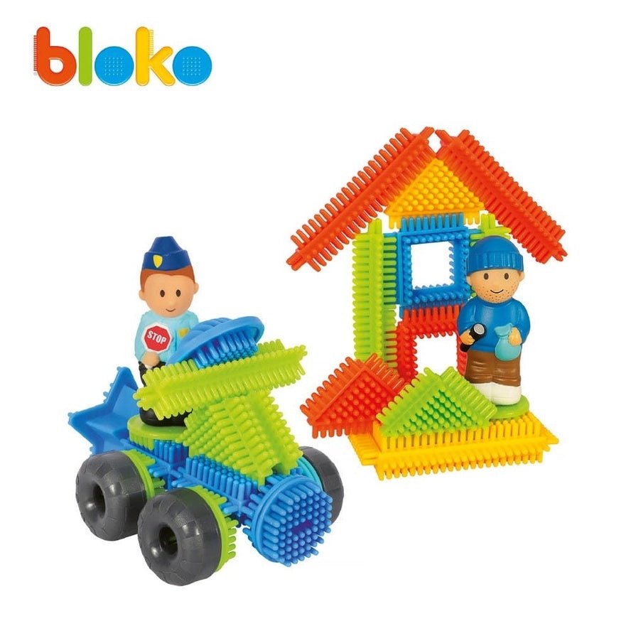 Tube 100 Bloko + 2 Figurines 3D Police - Bloko - myplayground