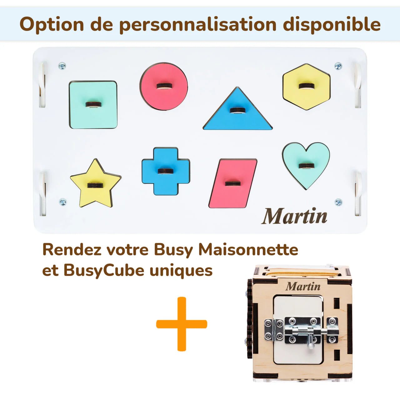 Ensemble Maisonnette Blanche et Cube Interactif - Bois Natura, 12 à 18 mois - BusyKids - myplayground